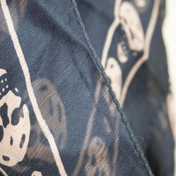 Alexander McQueen Navy Silk Classic Skull Scarf - Picture 5 of 5